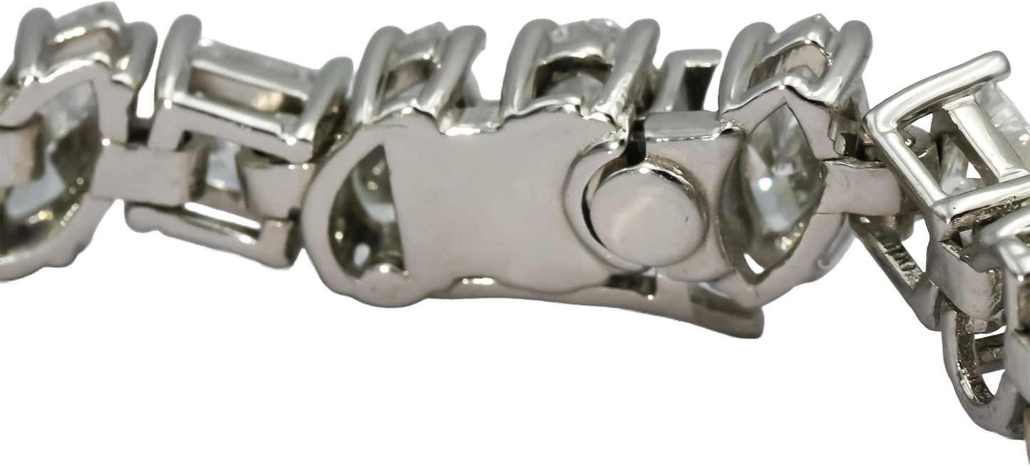14k White Gold Mixed Cut Lab-Grown Diamond Tennis Bracelet 16.51CT