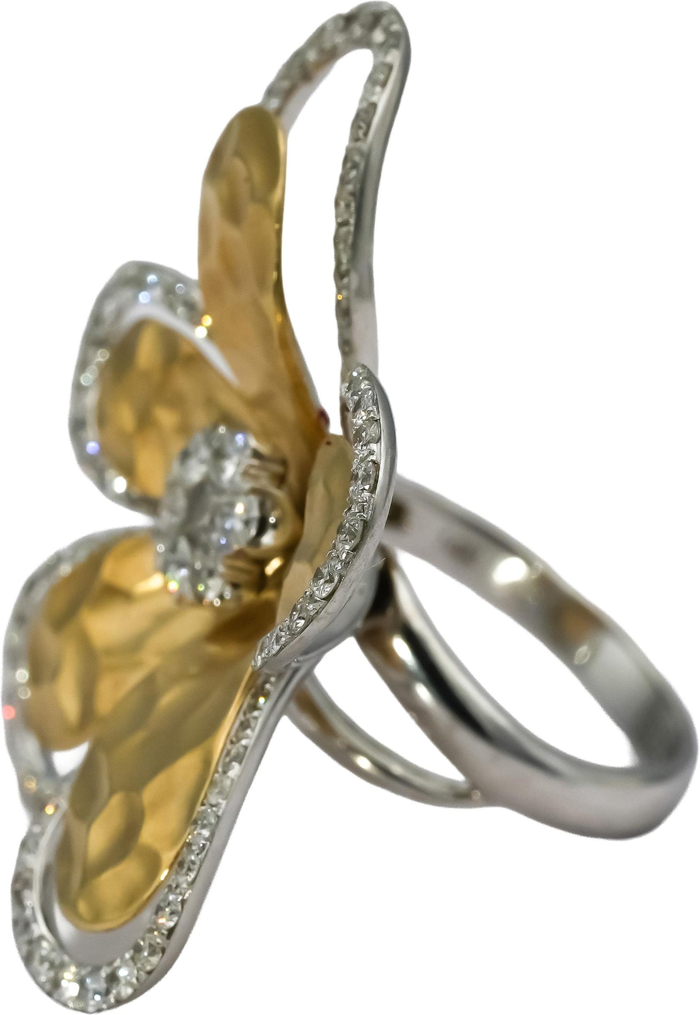 EFFY 14k White & Yellow Gold Diamond D'Oro Flower Ring 1.0 - 1.25CT Size 7