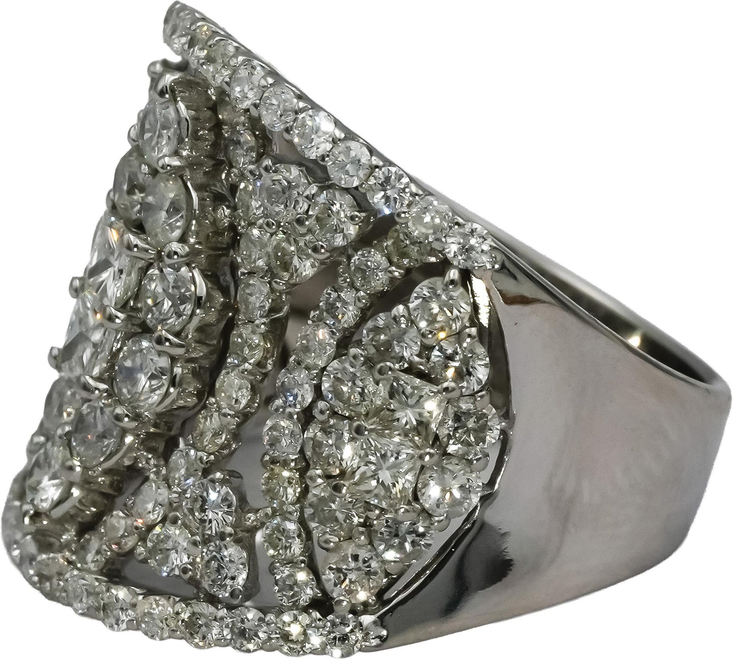 18k White Gold Princess and Round Diamond Cluster Cocktail Ring 2.50CT Size 7