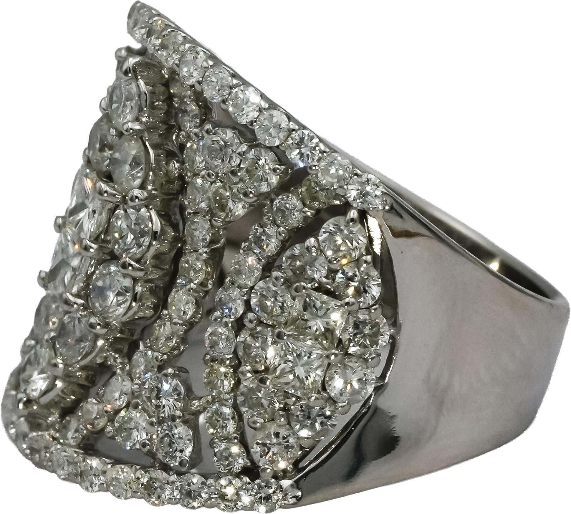 18k White Gold Princess and Round Diamond Cluster Cocktail Ring 2.50CT Size 7