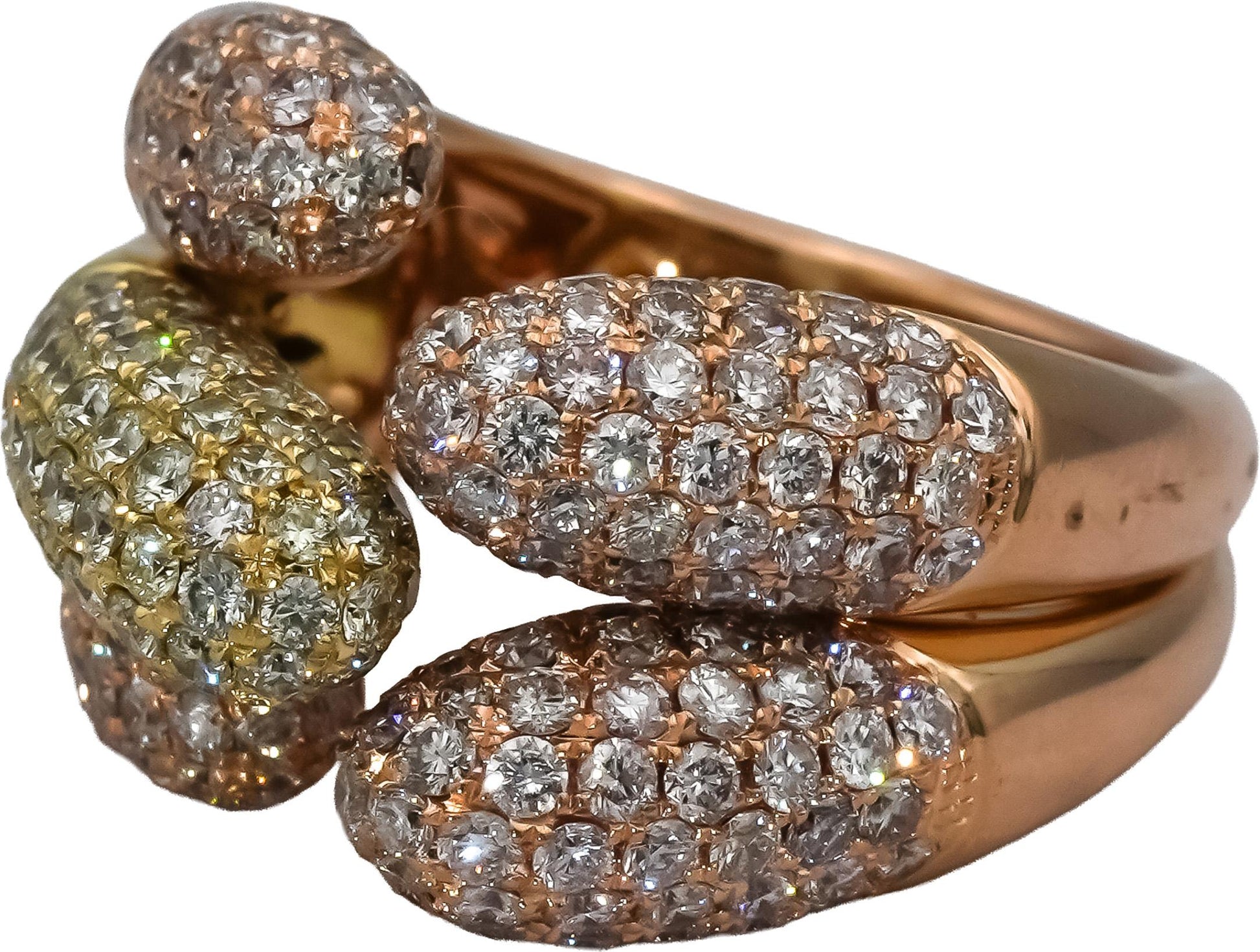 14k Rose Gold VS Round Diamond Cluster Statement Ring 3.0CT Size 6.75