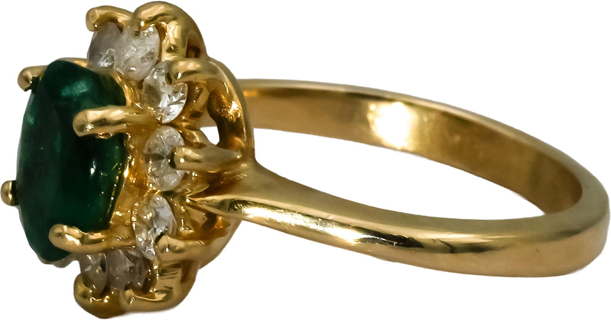 14k Yellow Gold Diamond and Emerald Cocktail Ring 1.60CT Size 5.75