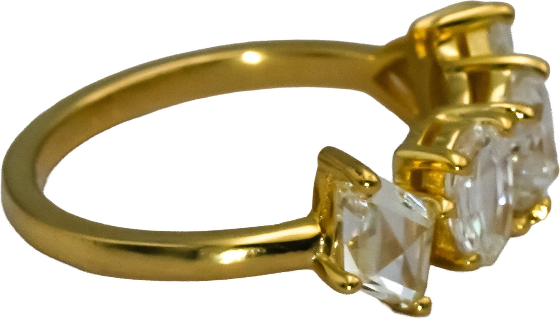 14k Yellow Gold VS Mixed Cut Diamonds Five Stone Ring 2.02CT Size 6