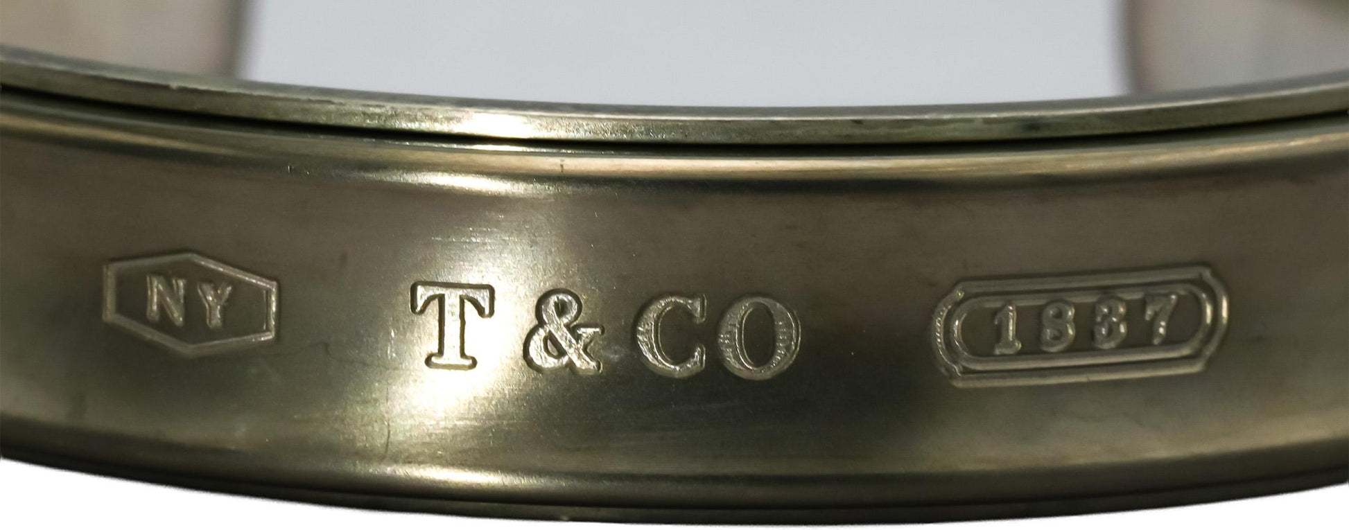 TIFFANY & CO. Sterling Silver Titanium 1837 Narrow Cuff Bracelet