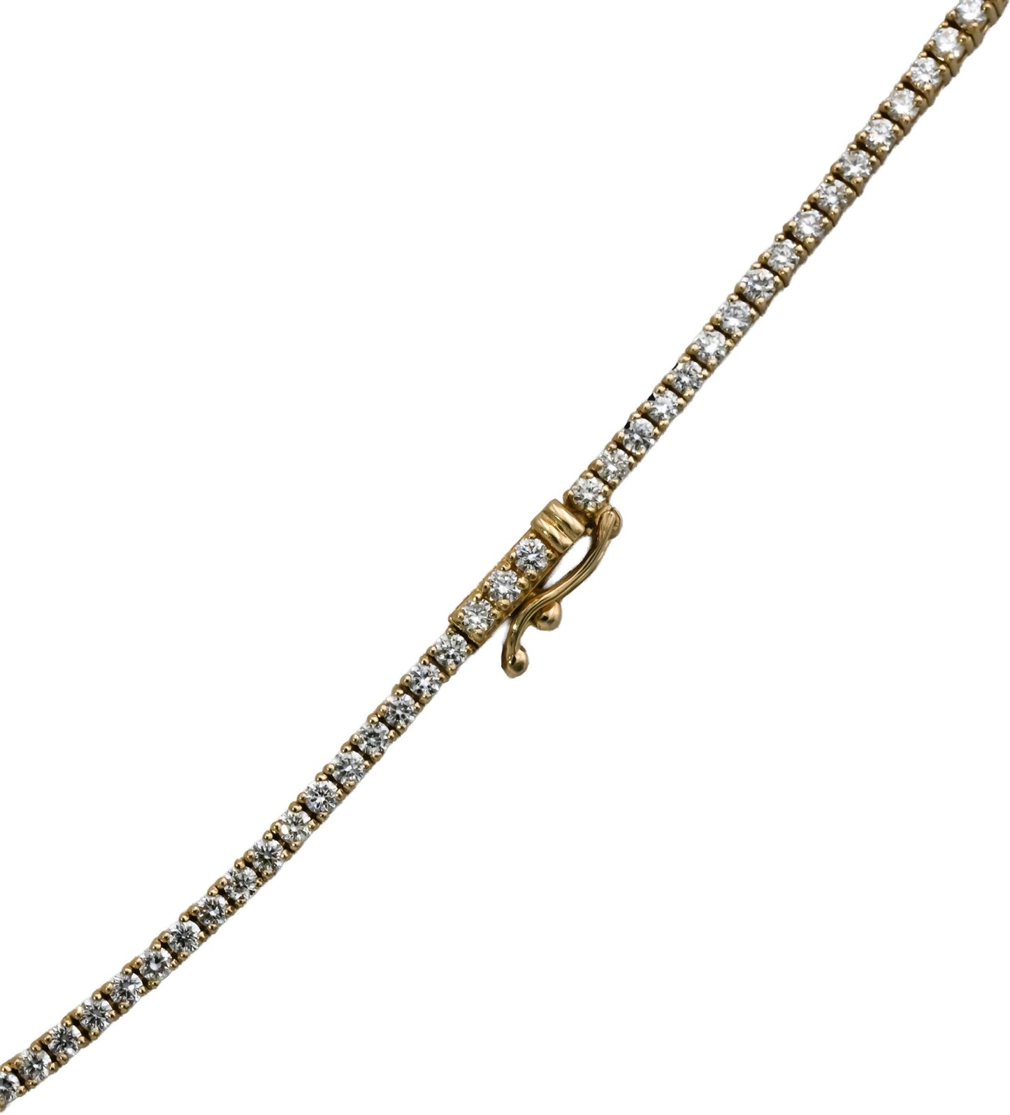 14k Yellow Gold Round Diamond Tennis Necklace 5.45CT