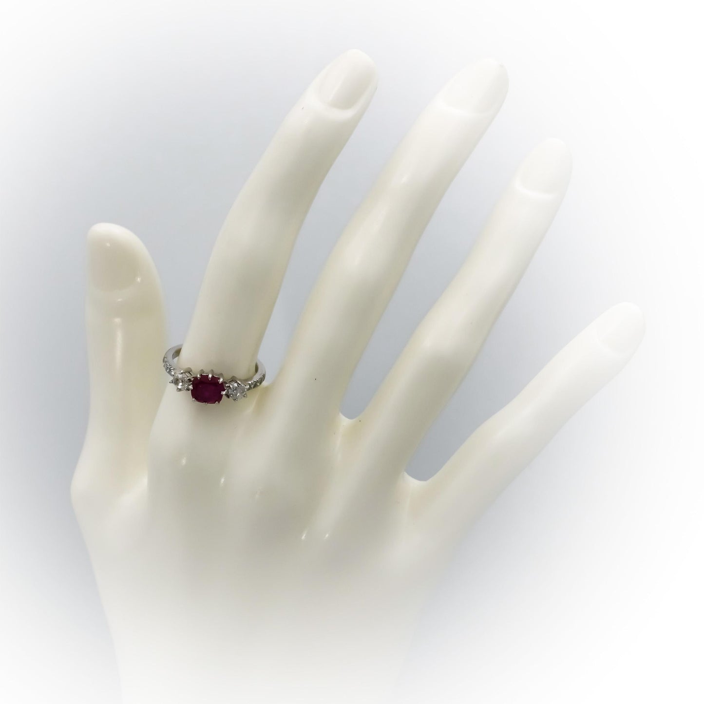 AGL Certified Antique Platinum Burma Ruby and Diamond Ring 1.70CT Size 6.25