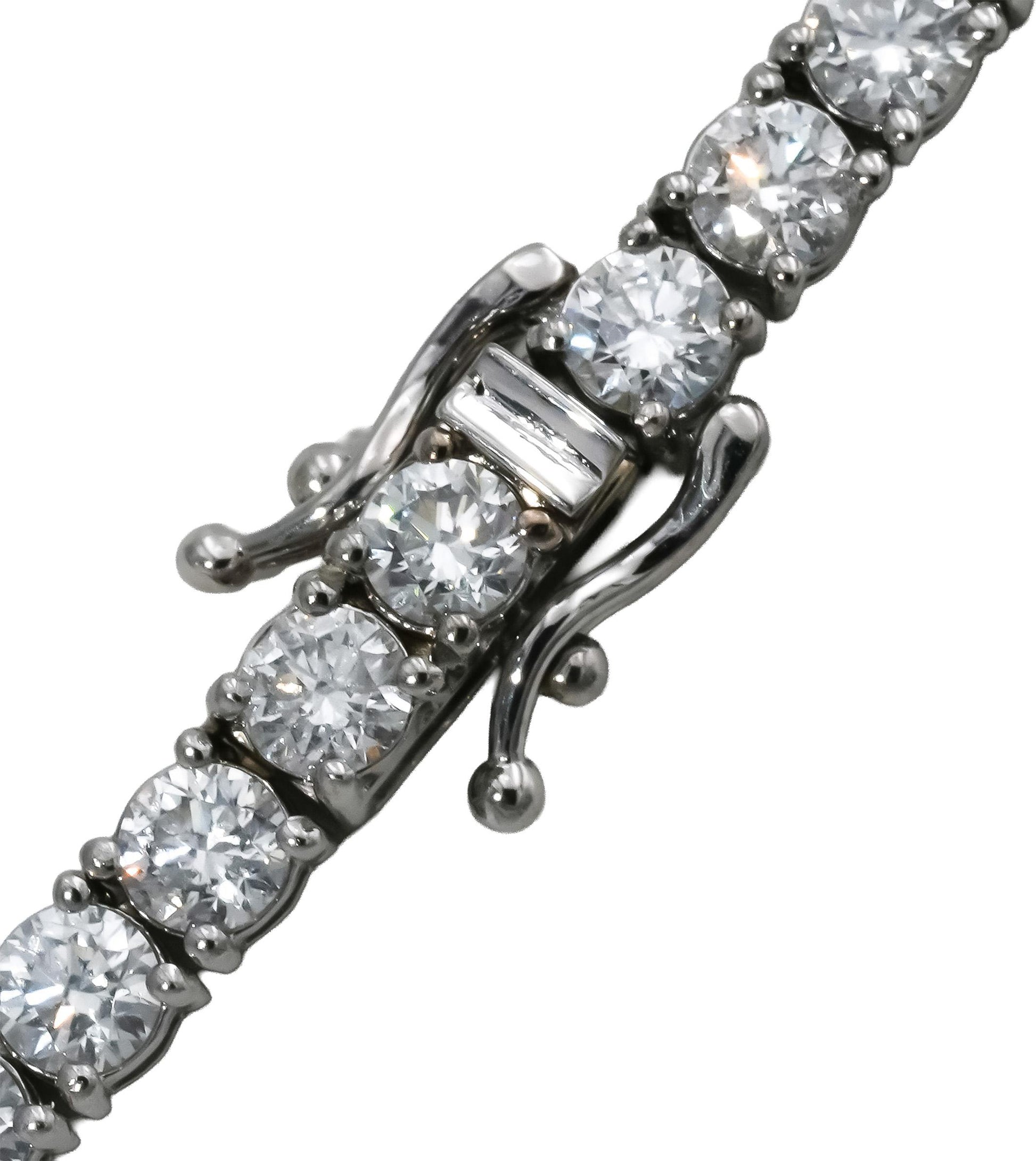 14k White Gold VS Round Diamond Graduated Riviera Necklace 24.36CT