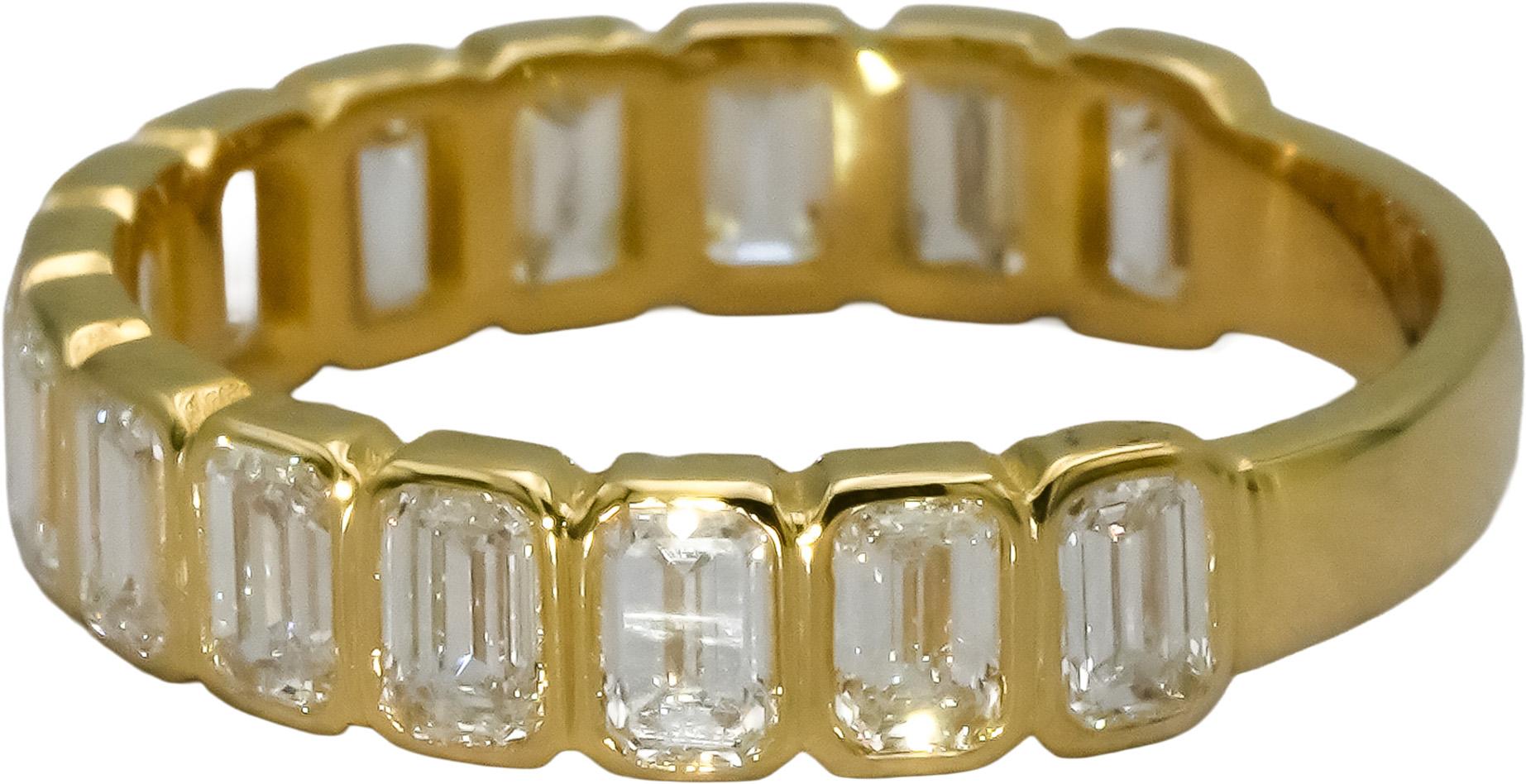 14k Yellow Gold VS Emerald Cut Diamond Band Ring 1.62CT Size 6.25
