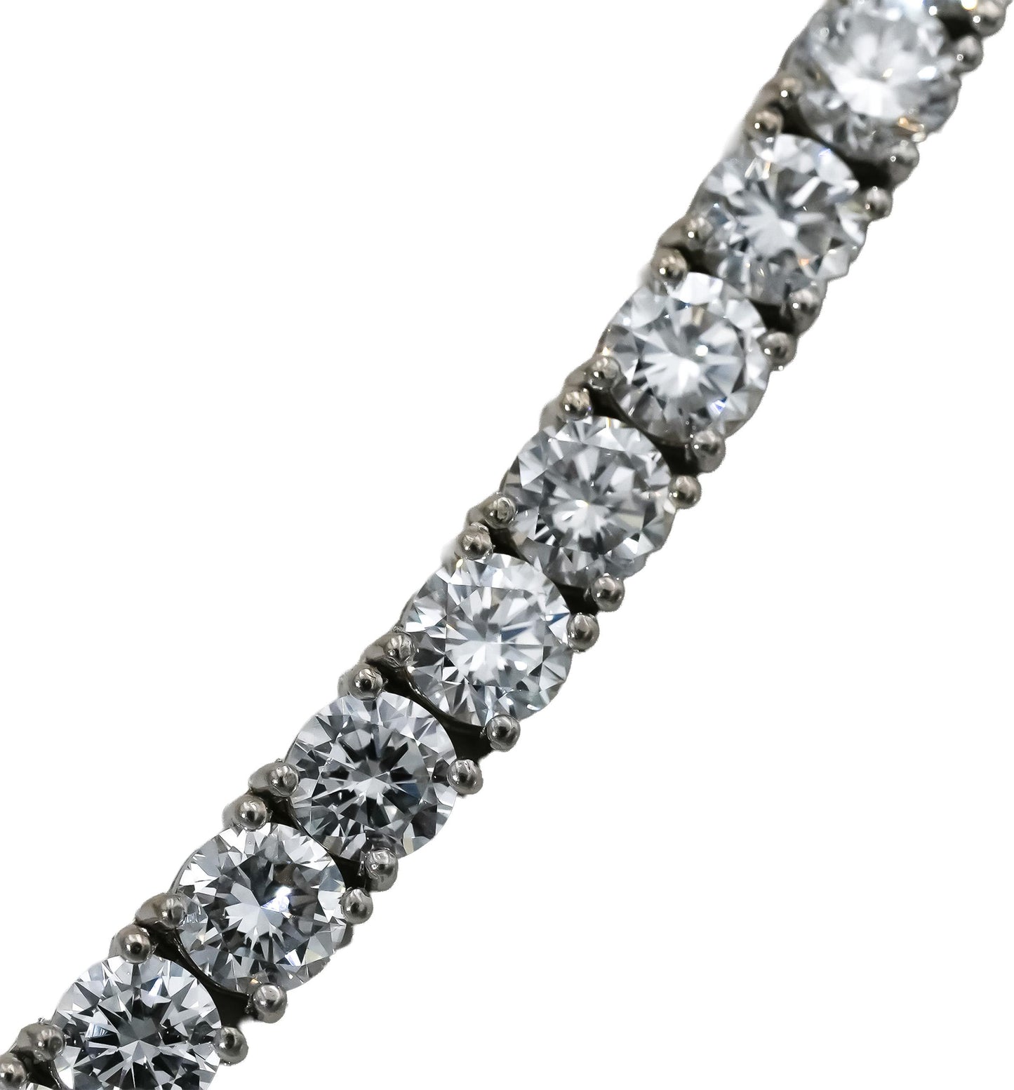 14k White Gold VS Round Lab-Grown Diamond Tennis Necklace 27.15CT