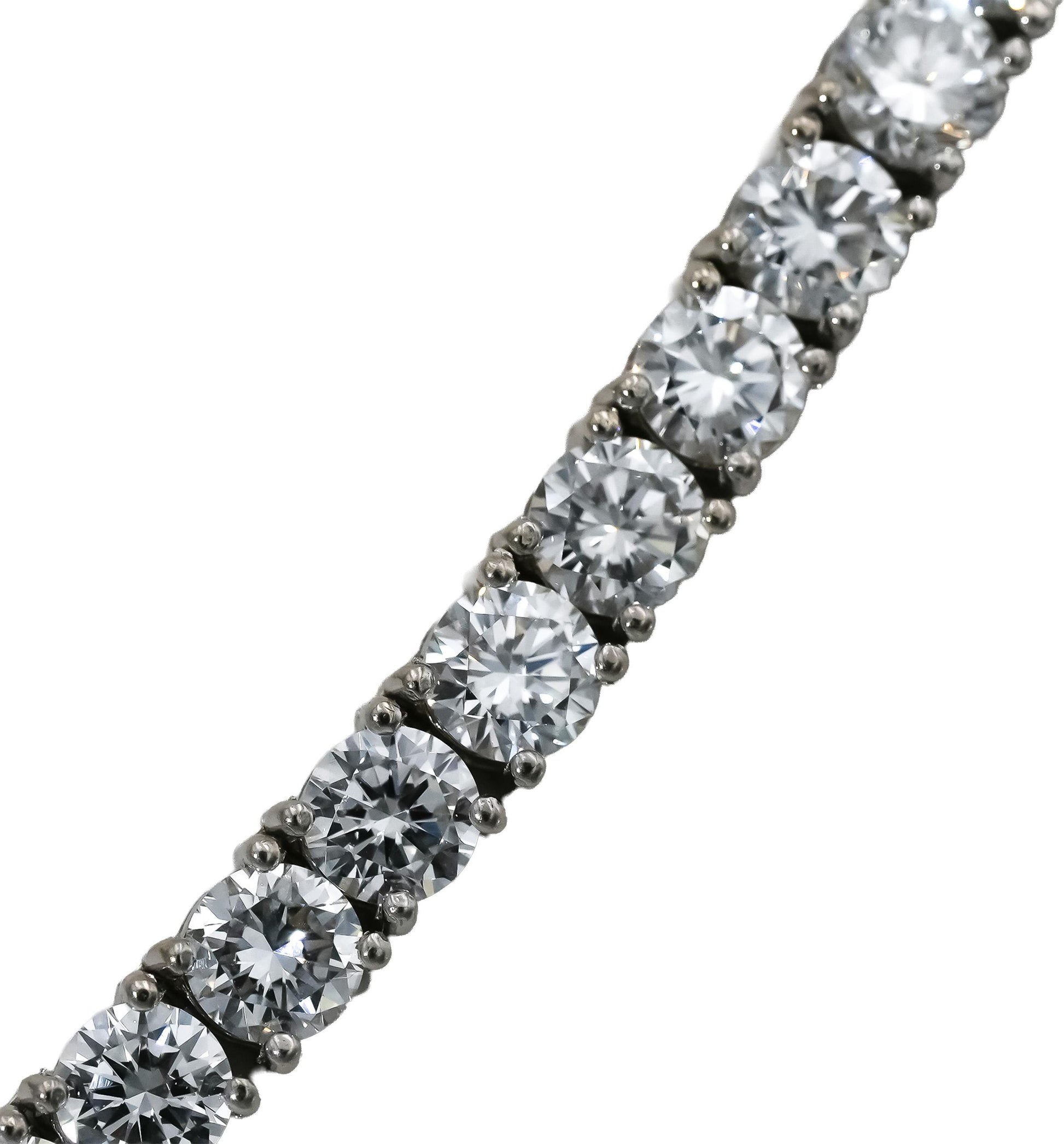 14k White Gold VS Round Lab-Grown Diamond Tennis Necklace 27.15CT