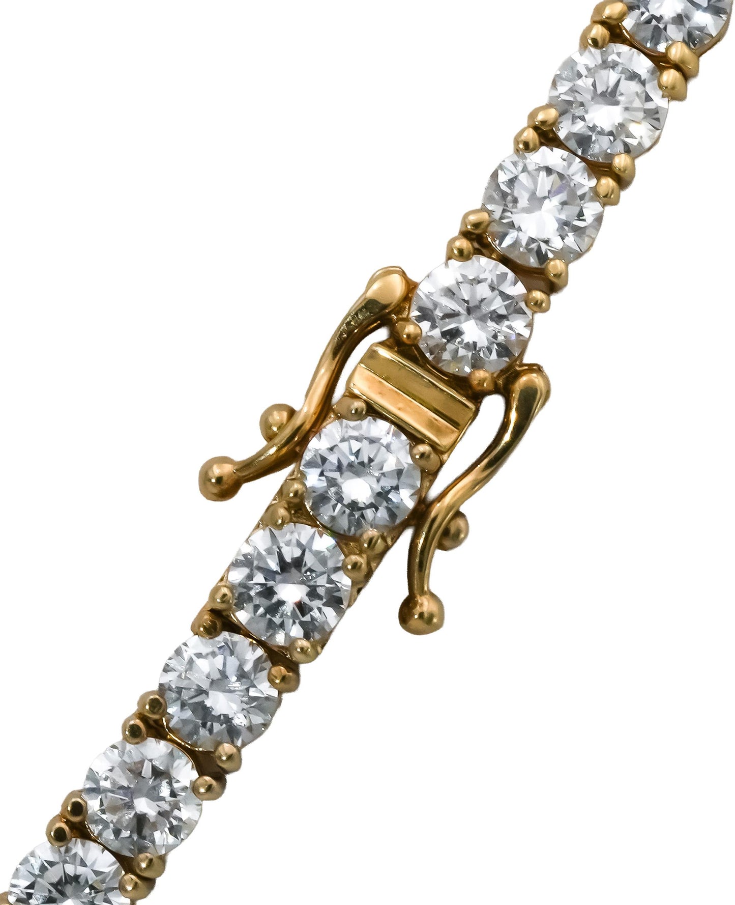 14k Yellow Gold Round VS Lab-Grown Diamond Tennis Necklace 30.45CT