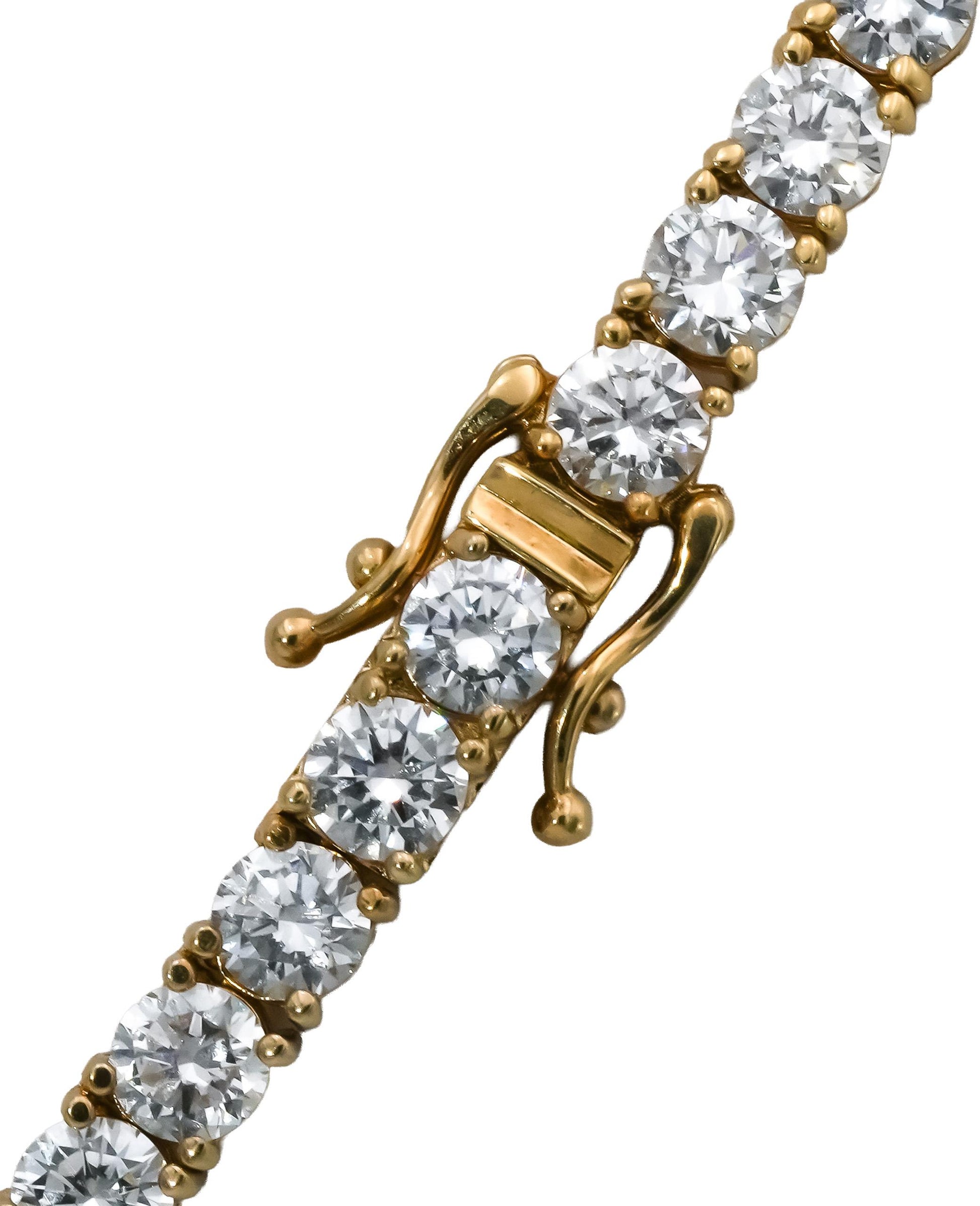 14k Yellow Gold Round VS Lab-Grown Diamond Tennis Necklace 30.45CT