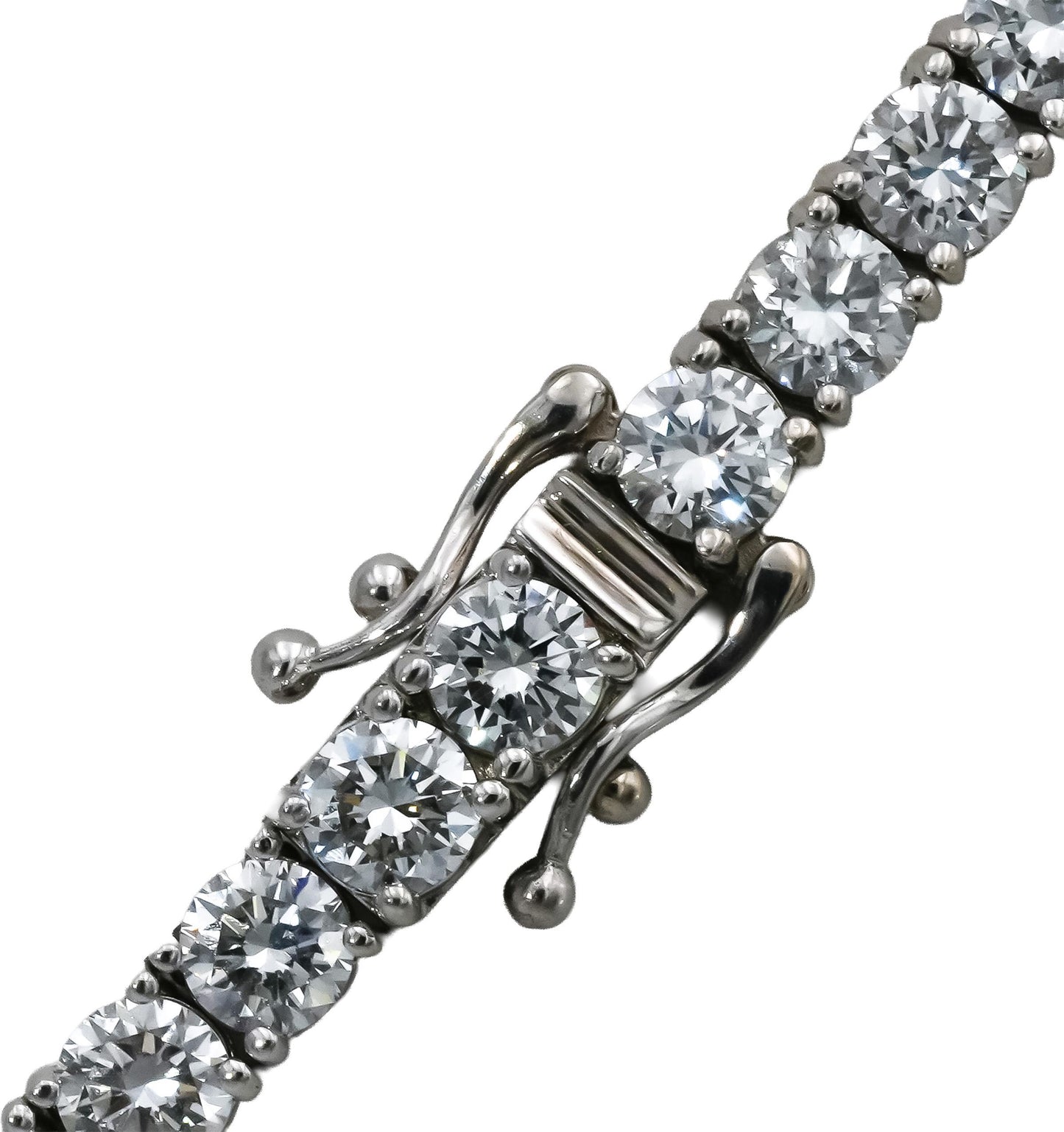 14k White Gold VVS-VS/D-F Round Lab-Grown Diamond Tennis Necklace 24.86CT