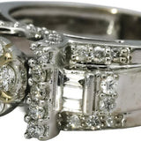 10k White Gold Round and Baguette Cut Diamond Cocktail Ring 1.0CT Size 7