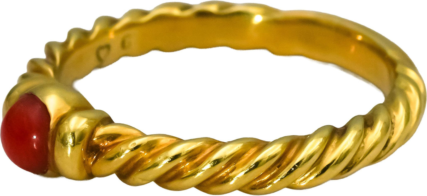 DAVID YURMAN 18k Yellow Gold Coral Stacking Ring Size 7