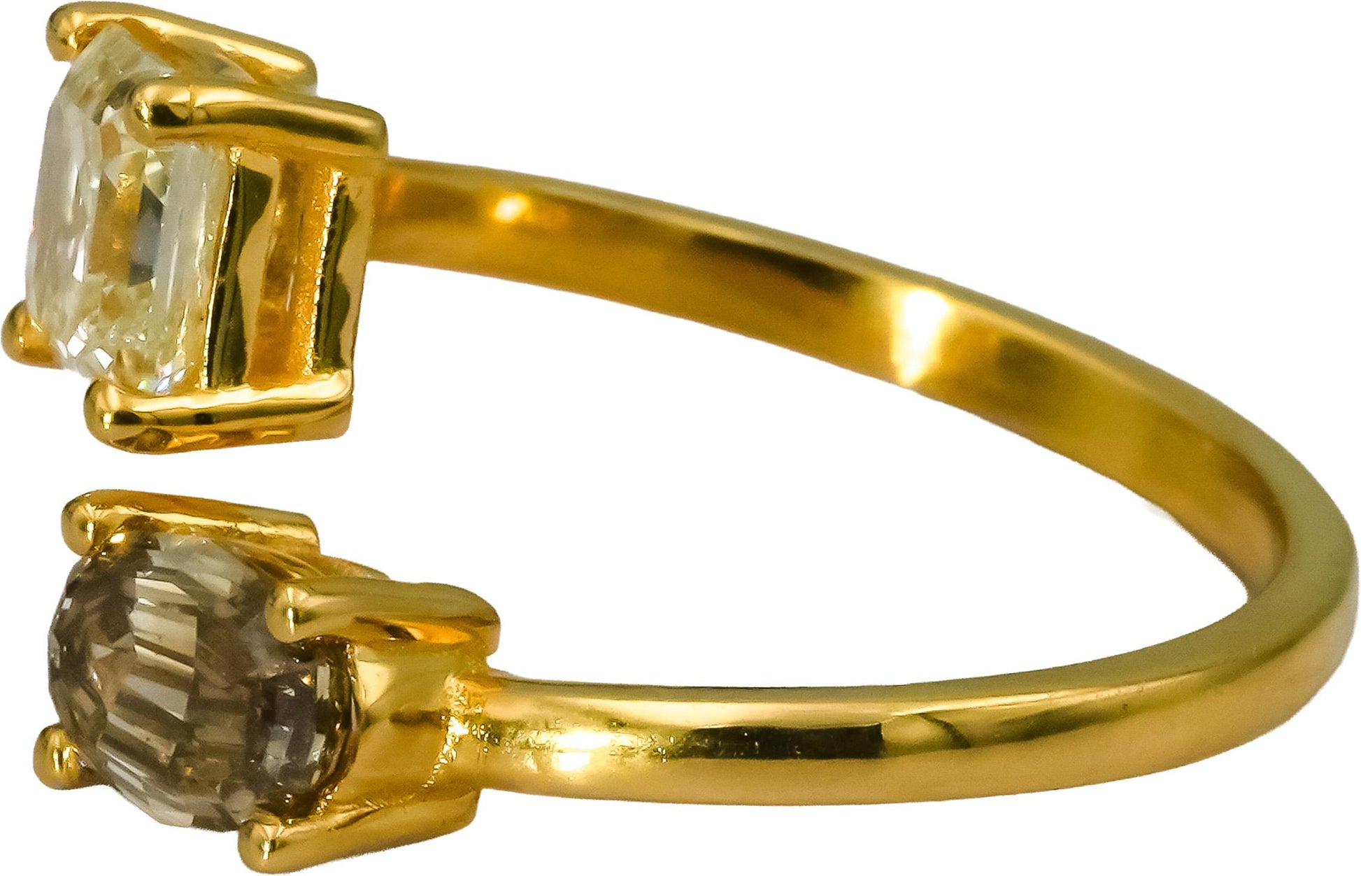 18k Yellow Gold VS Asscher Oval Step Cut Diamond Bypass Ring 2.17CT Size 7