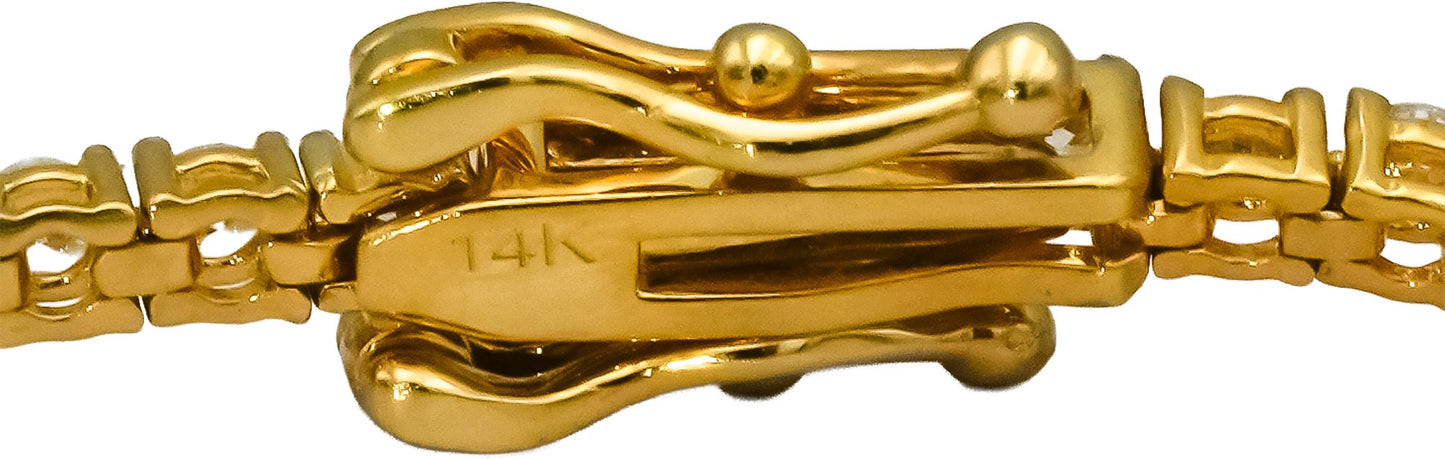 14k Yellow Gold Round Natural Diamond Tennis Bracelet 1.66CT