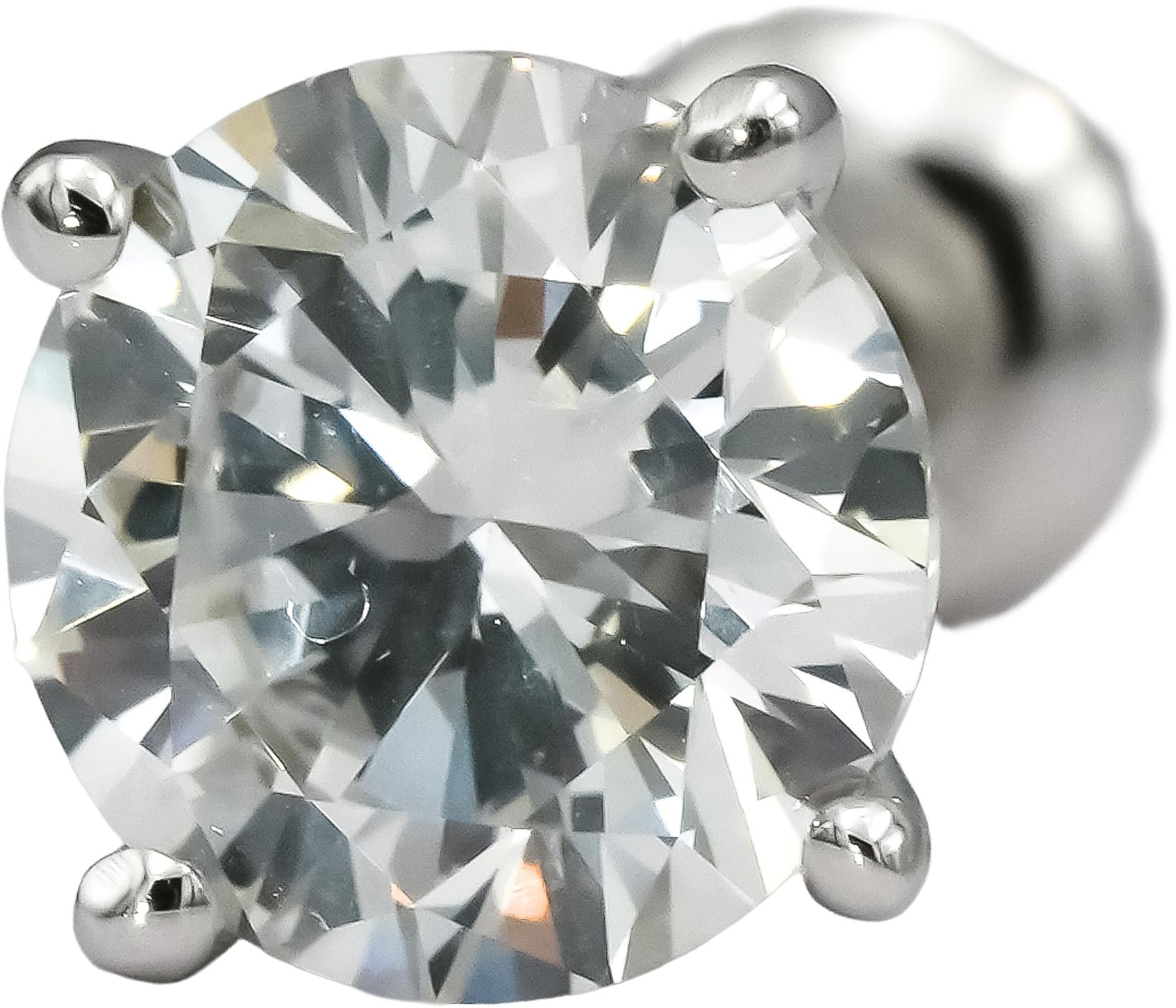 14k White Gold VS Round Lab-Grown Diamond Stud Screw Back Earrings 3.07CT