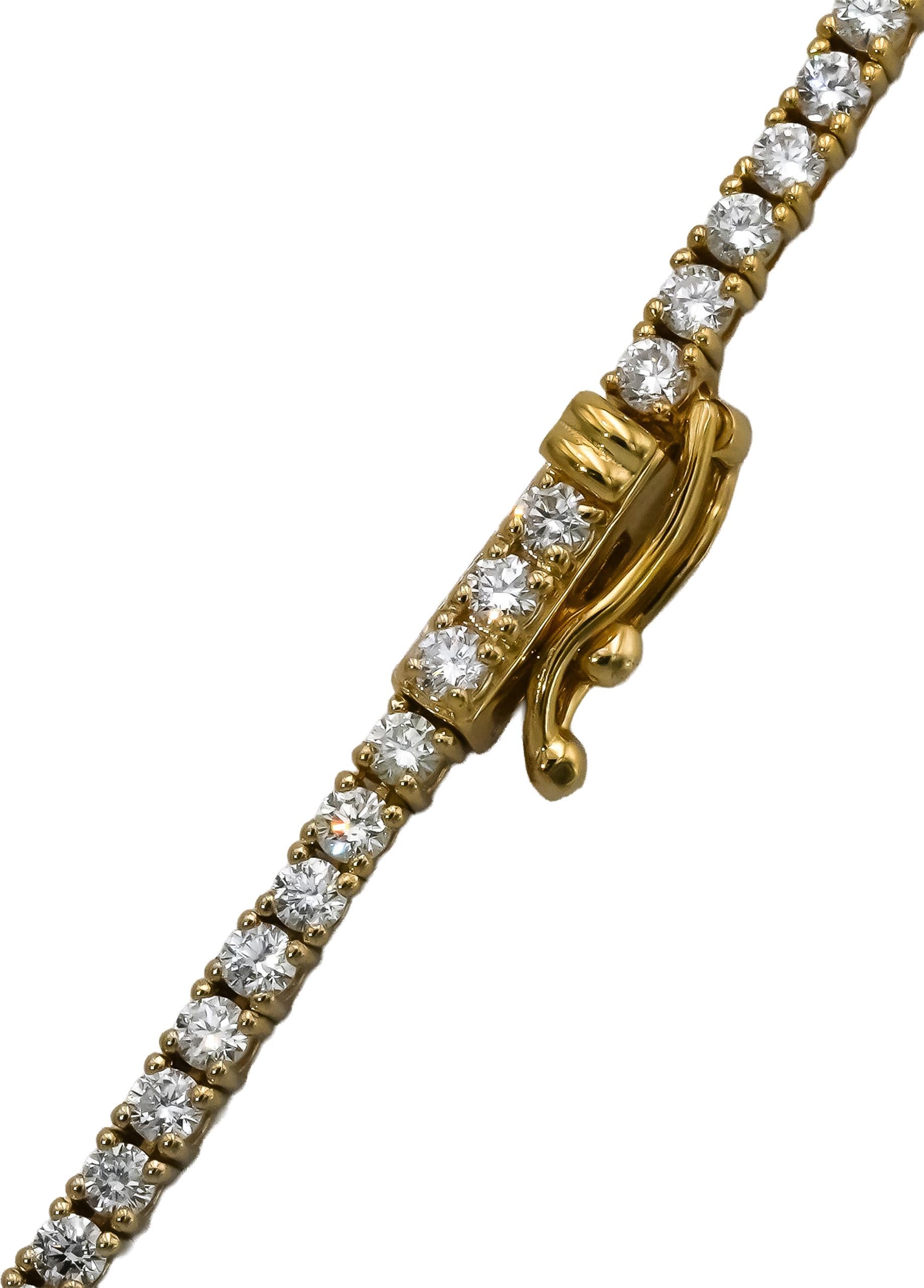14k Yellow Gold VS Round Natural Diamond Tennis Necklace 5.42CT