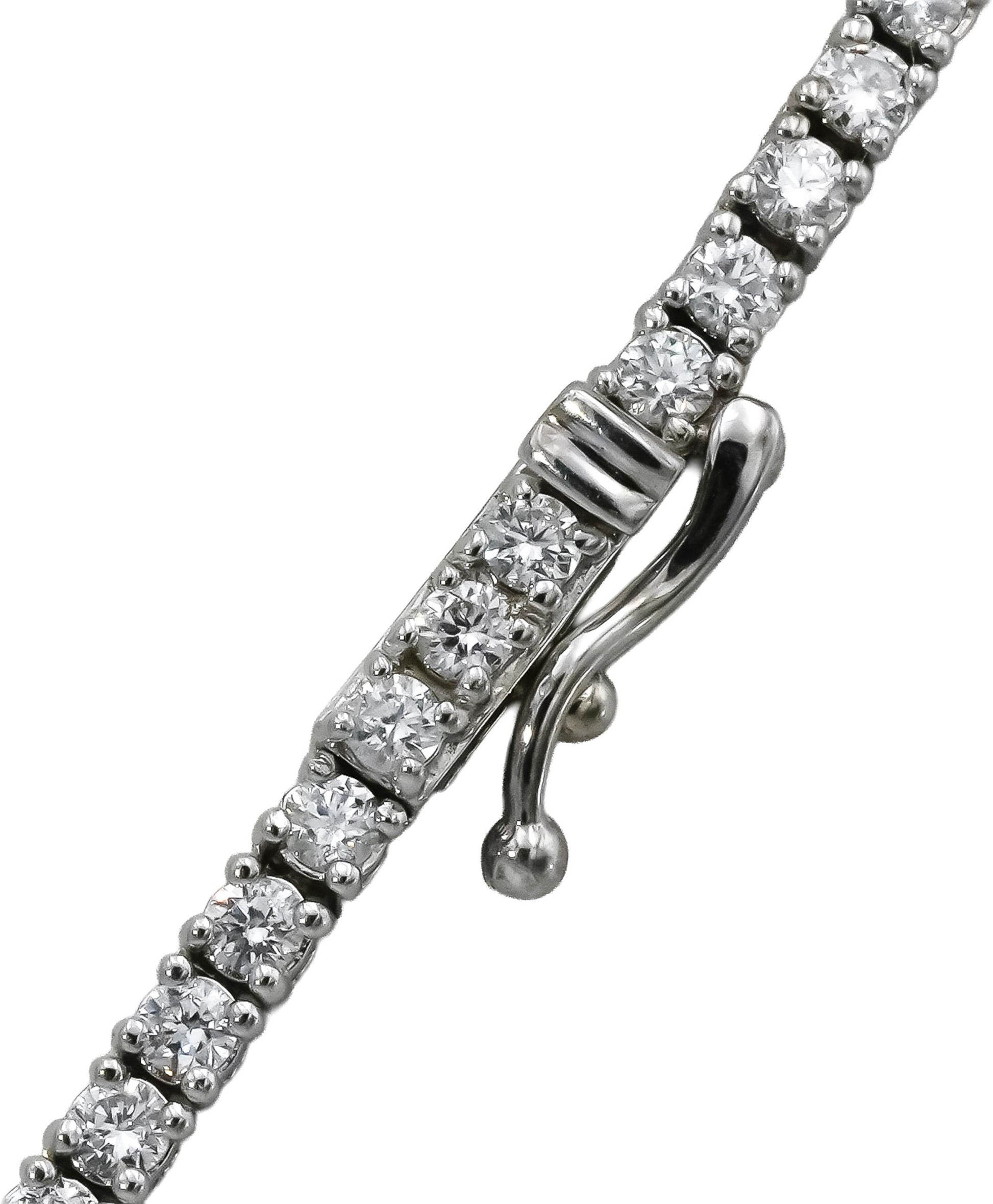 14k White Gold VS Round Natural Diamond Tennis Necklace 5.15CT