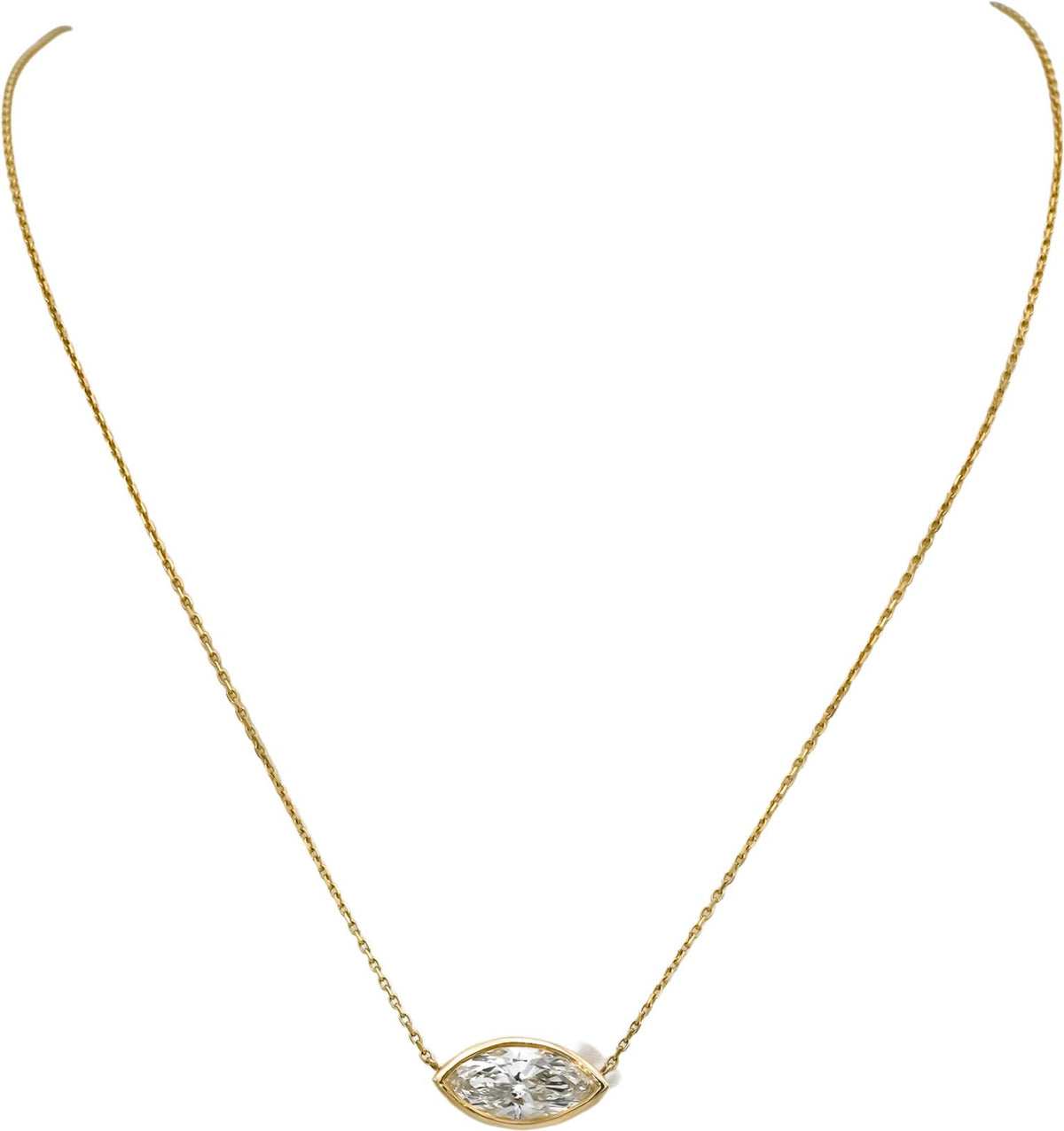 14k Yellow Gold VS Marquise Lab-Grown Diamond Solitaire Pendant Necklace 2.37CT