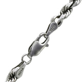 10k White Gold Diamond Cut Solid Rope Chain Necklace 4.0mm Wide
