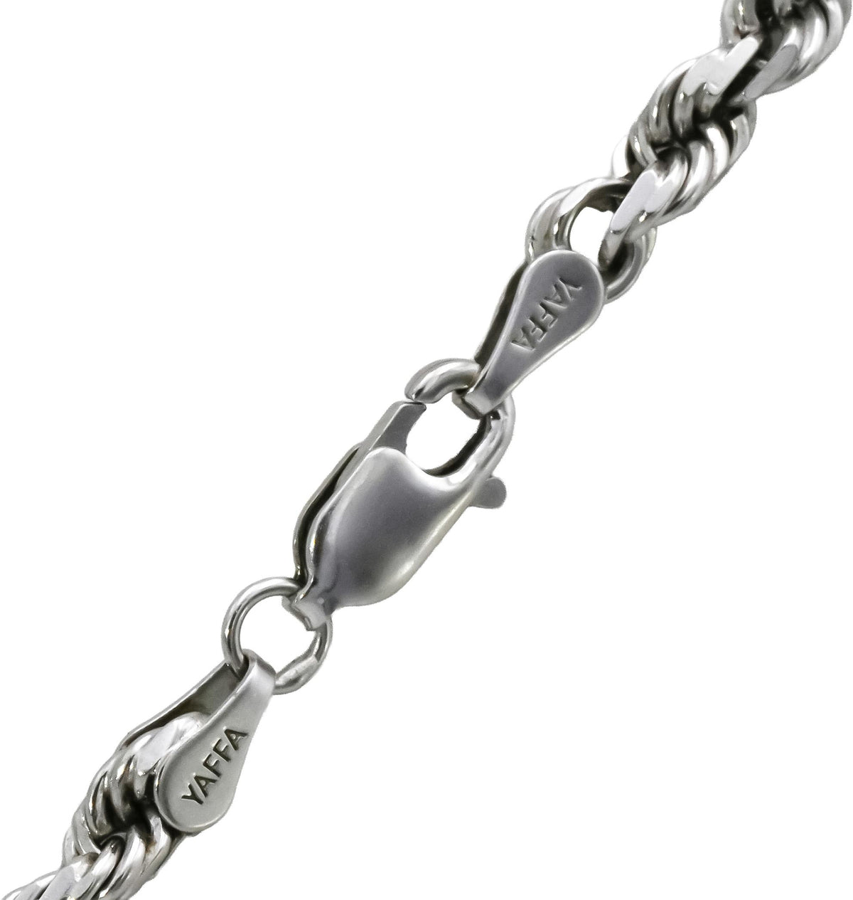10k White Gold Diamond Cut Solid Rope Chain Necklace 4.0mm Wide