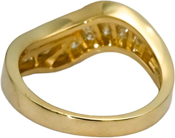 14k Yellow Gold Round Diamond Wavy Band Ring 0.50CT Size 6
