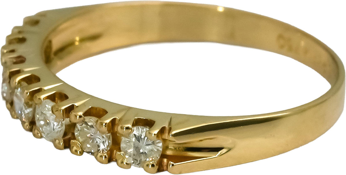 18k Yellow Gold Round Diamond Band Ring 0.35CT Size 5.75