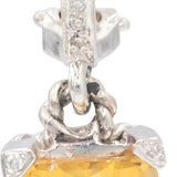 14k White Gold Round Diamond & Emerald Cut Citrine Drop Dangle Earrings 13.25CT