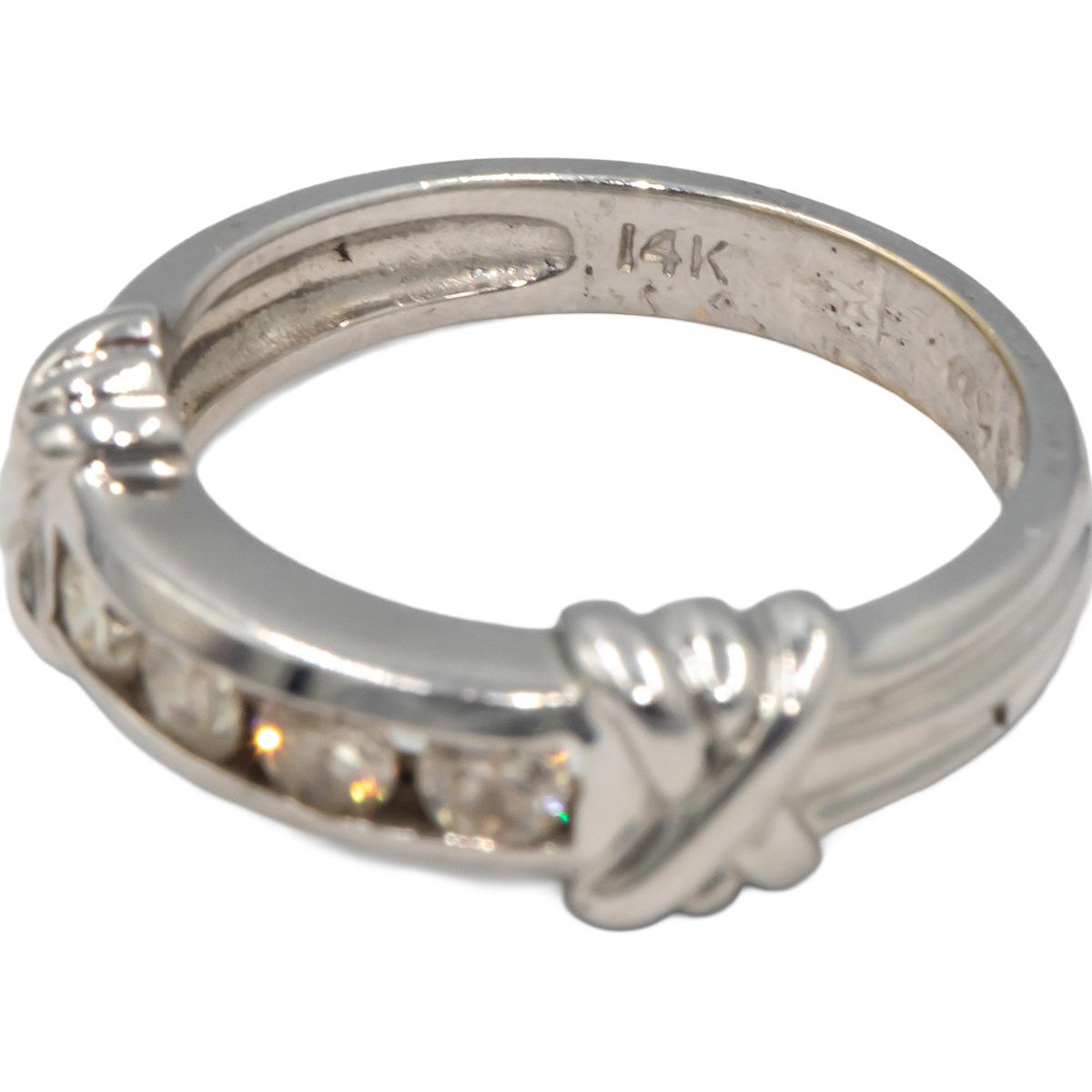 14k White Gold Round Diamond Channel Set Band Ring 0.45CT Size 6.5