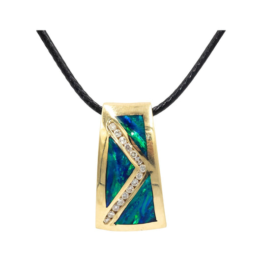 14k Yellow Gold 0.30CT VS Diamond and Painted Enamel Slide Pendant Necklace