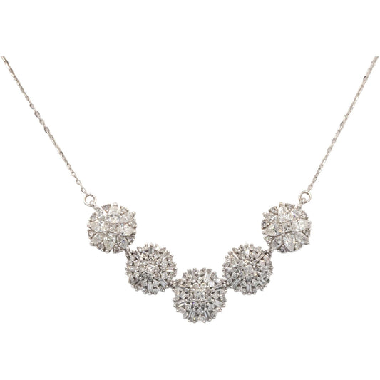 10k White Gold 1.50CT Round Cut Diamond Cluster Circle Pendant Necklace
