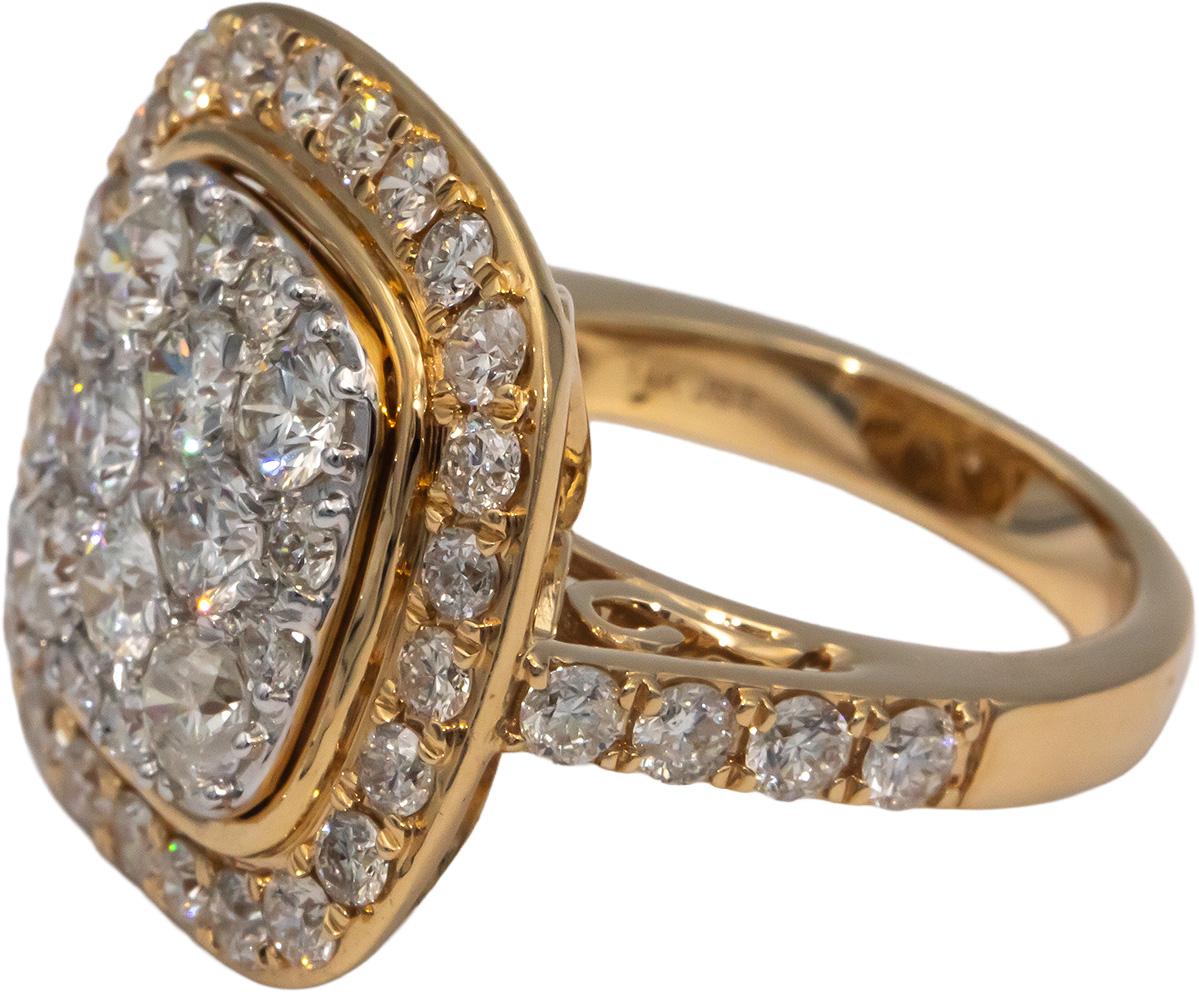 14k Yellow Gold Round Diamond Jumbo Cluster Cocktail Ring 4.0CT Size 7