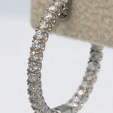 14k White Gold Round Diamond Inside Out Hoop Earrings 1.01CT