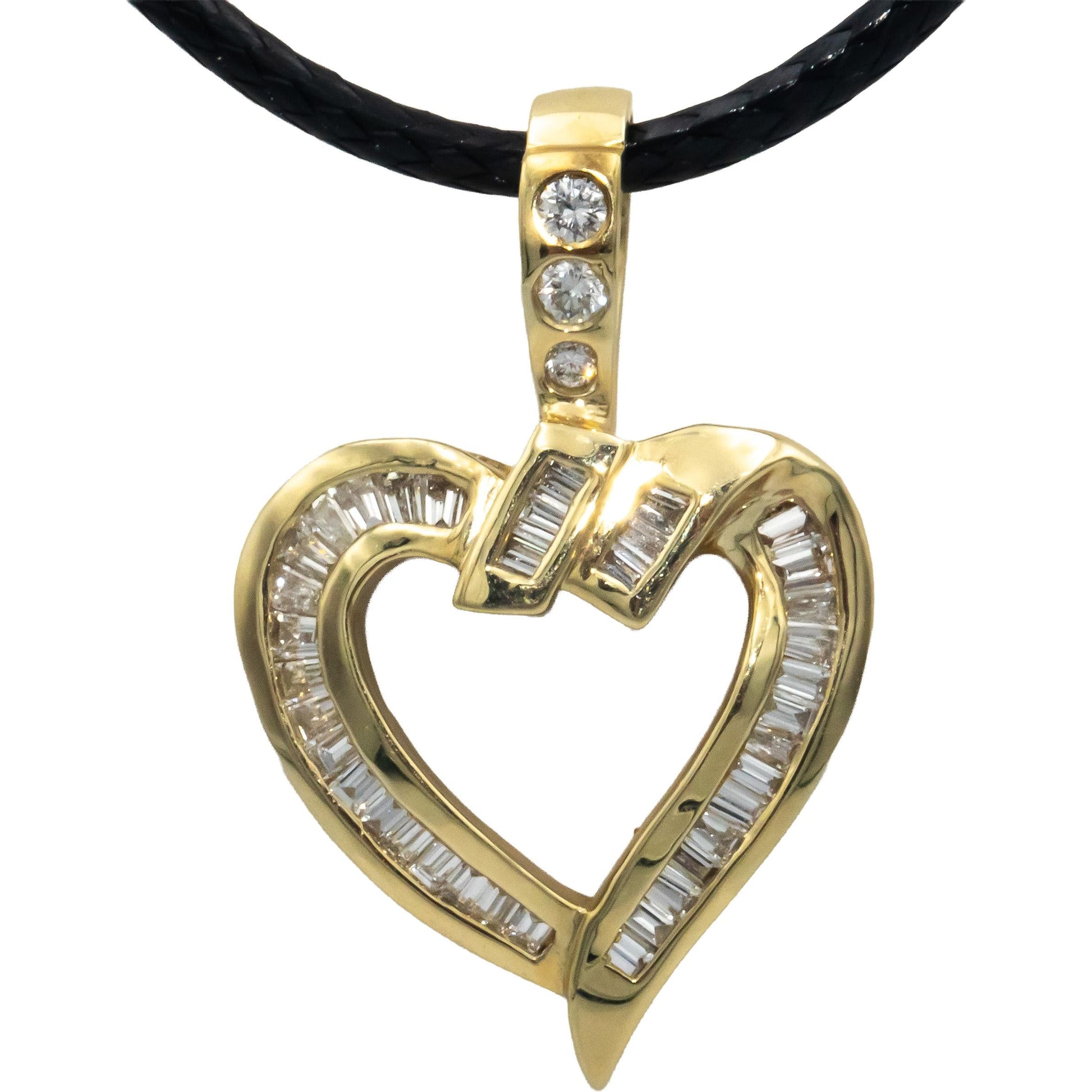 14k Yellow Gold 0.75CT VS Diamond Heart Pendant Necklace
