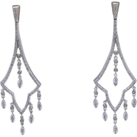 14k White Gold 0.50CT Round Cut Diamond Chandelier Drop Dangle Earrings