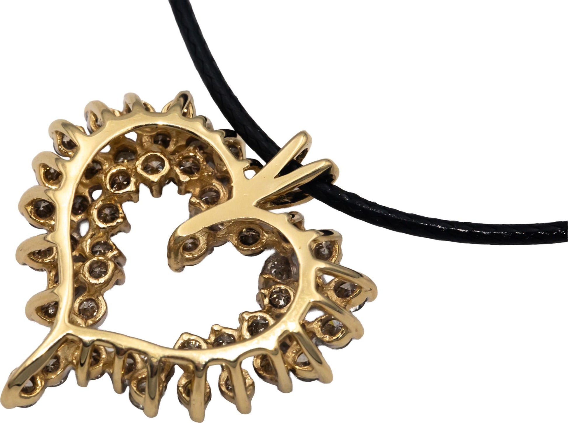 14k Yellow Gold 2.50CT Round Cut Diamond Cluster Heart Pendant Necklace