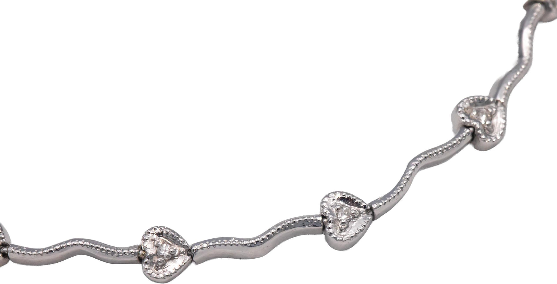 18k White Gold 0.12CT Round Cut Diamond Heart Tennis Bracelet