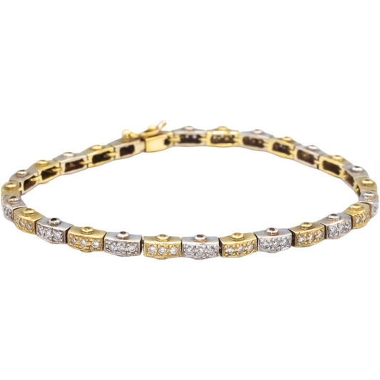 18k Yellow & White Gold 1.25CT Round Cut Diamond Custom Formal Tennis Bracelet