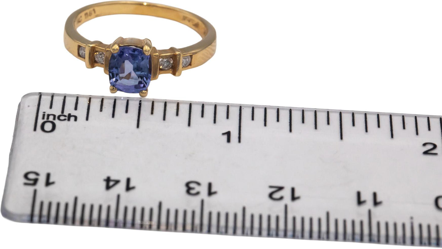 KALATI Designer 14k Yellow Gold 1.06CT Diamond and Tanzanite Ring Size 7.25
