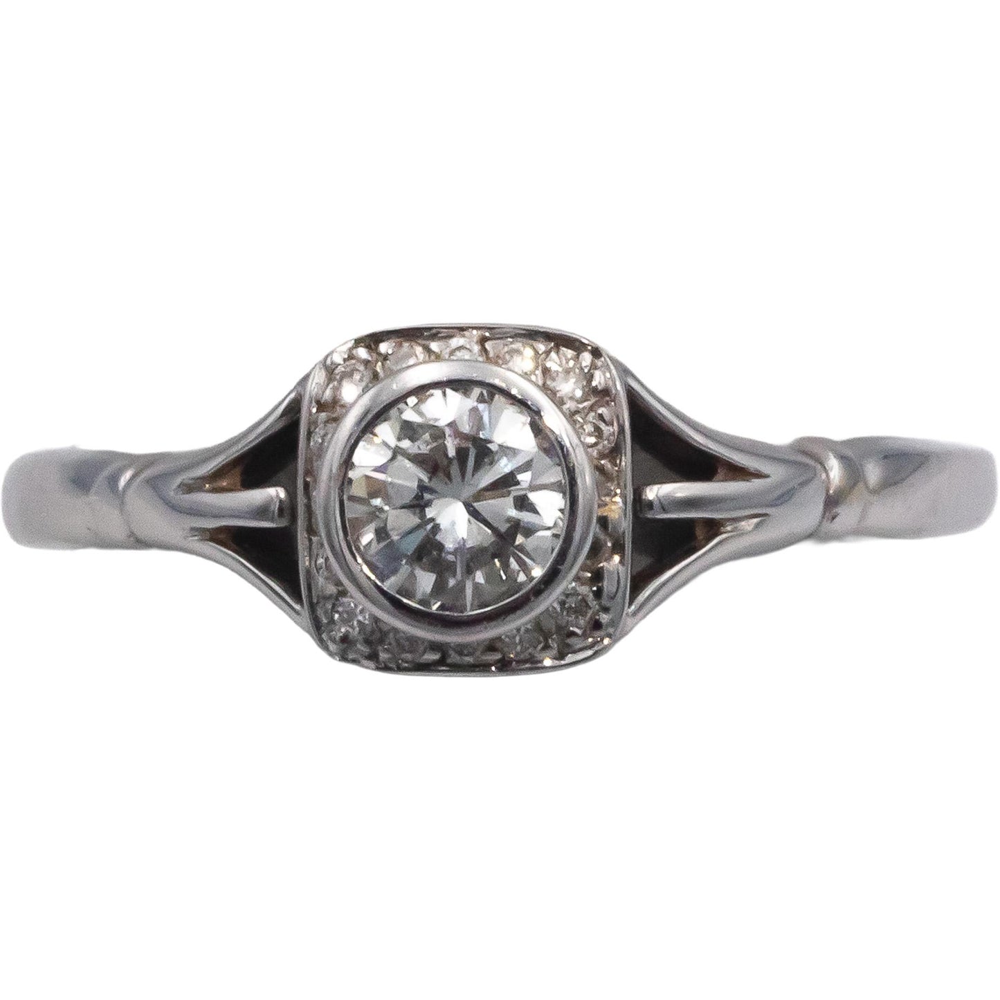 14k White Gold Jewelry 0.40CT Diamond Ring w/ 0.35CT Center Size 6