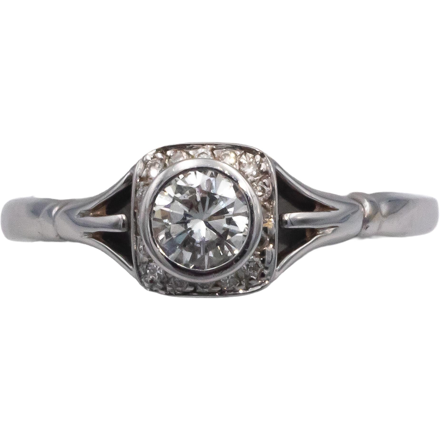 14k White Gold Jewelry 0.40CT Diamond Ring w/ 0.35CT Center Size 6