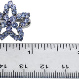 10k White Gold Round Tanzanite Star Floral Cocktail Ring 1.50CT Size 7