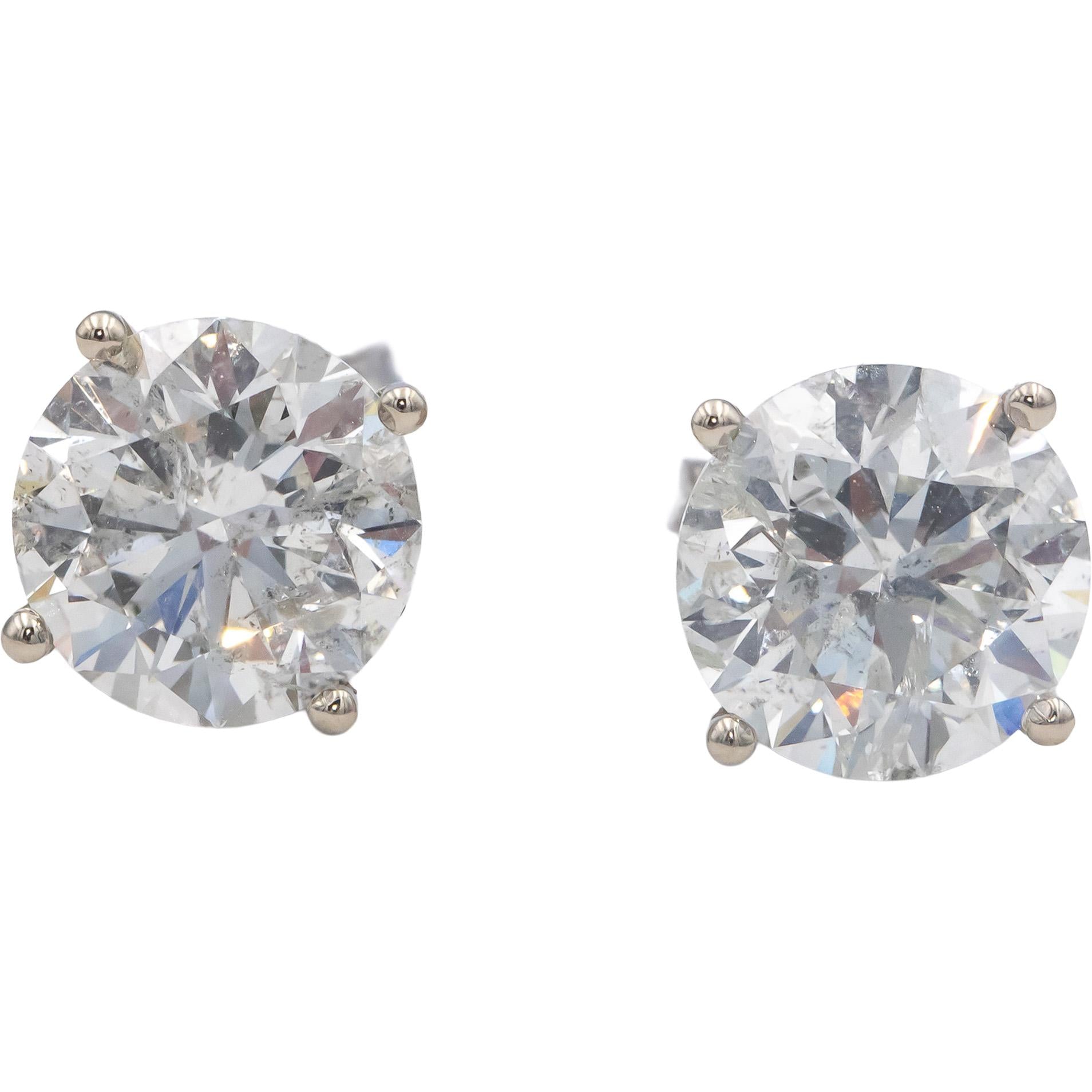 Round Cut Diamond 14k White Gold Jewelry Stud Earrings 6.19CT