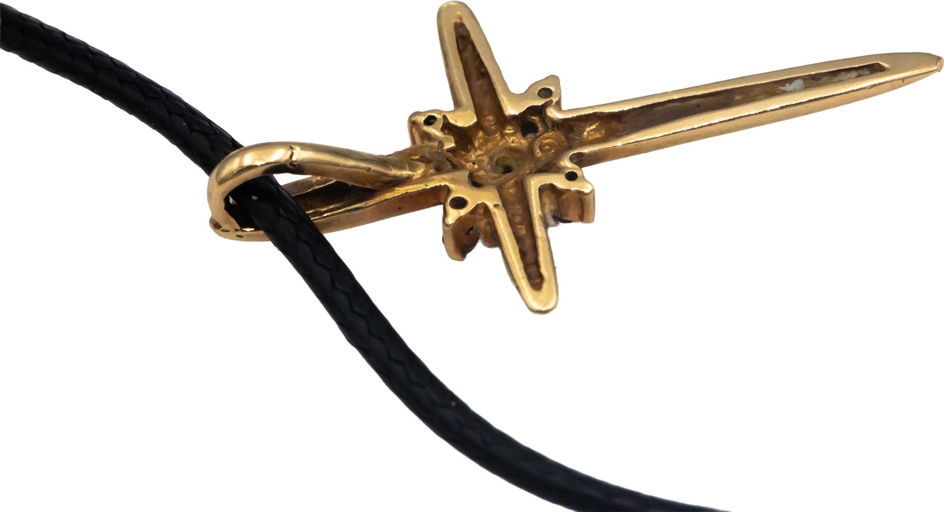14k Yellow Gold 0.10CT Round Cut Diamond Cross Crucifix Pendant Necklace