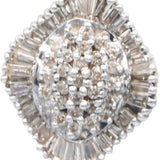 14k White Gold Round and Baguette Cut Cluster Stud Earrings 1.50CT