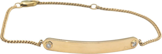 SHINOLA 14k Yellow Gold 0.06CT Round Cut Diamond ID Bracelet