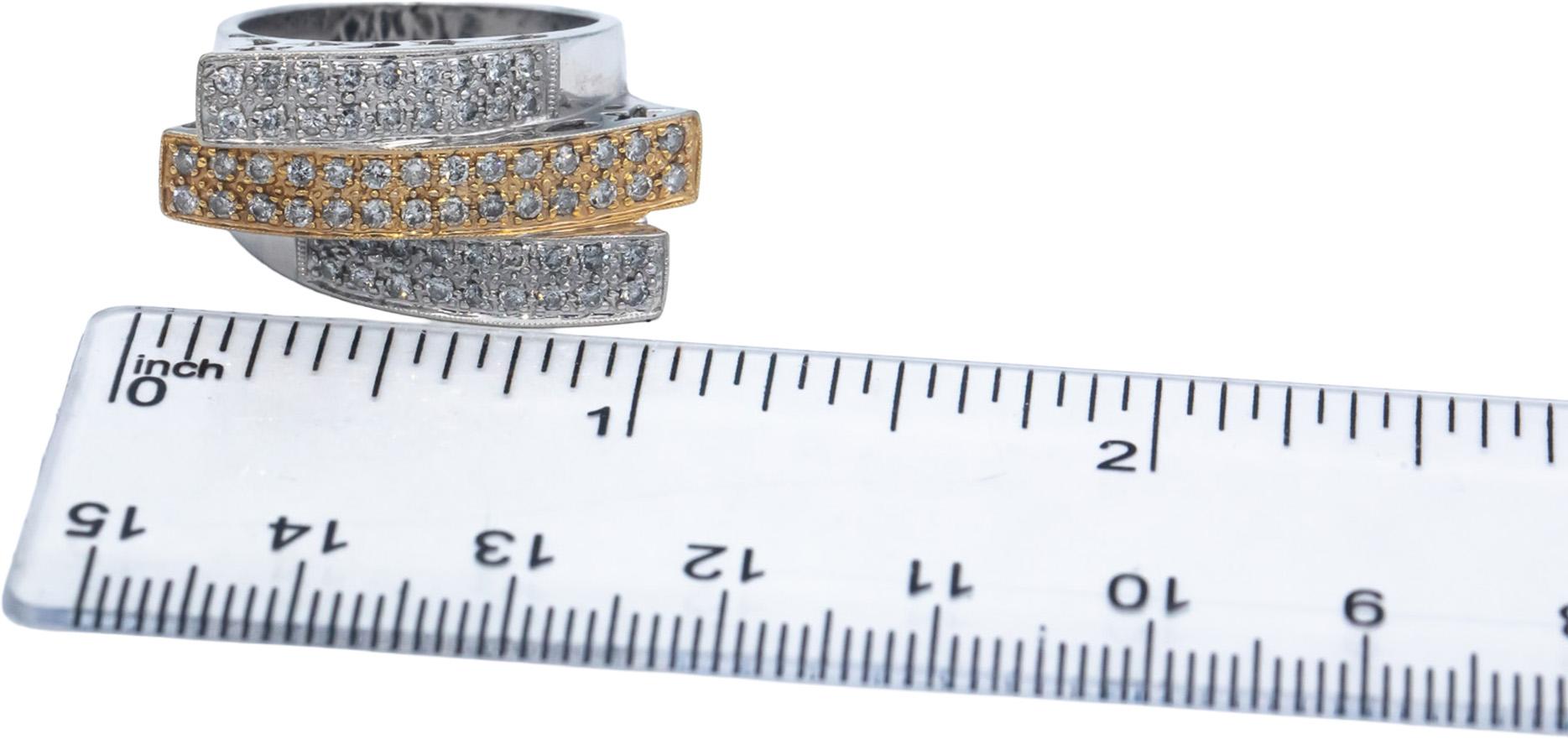 14k White & Yellow Gold 1.0CT Round Cut Diamond Ring w/ Gallery Sides Size 8.25