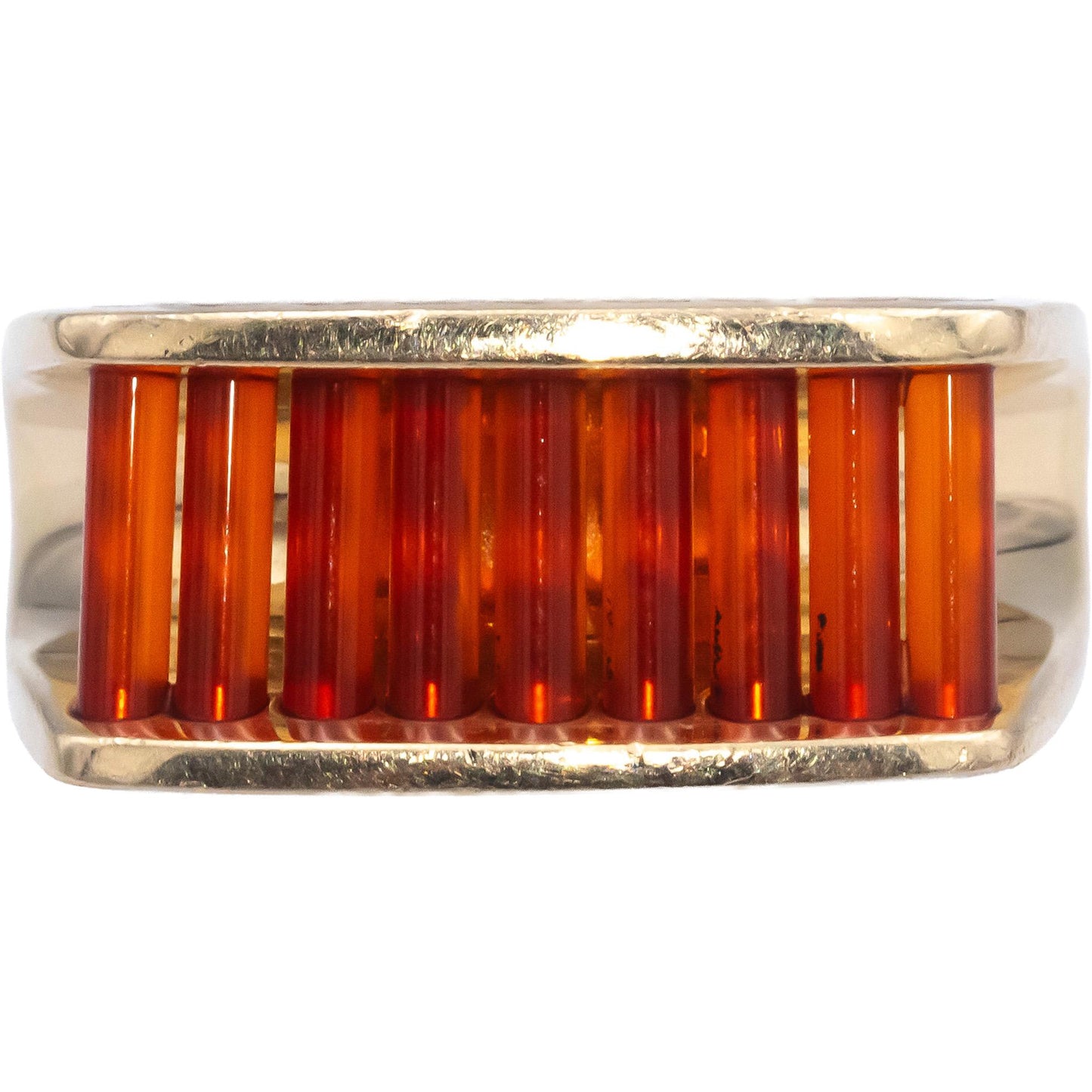 Designer 14k Yellow Gold Fancy Cut Orange Gemstone Ring Size 7.75
